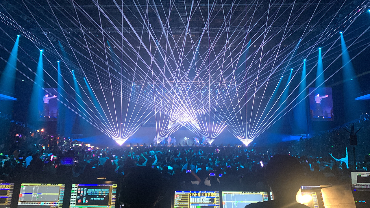 Touring concert laser control and arena production